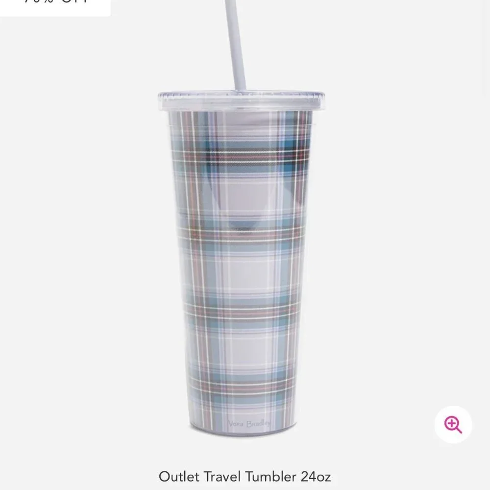 Vera Bradley Travel Tumbler Snowy Plaid 24 oz NWT